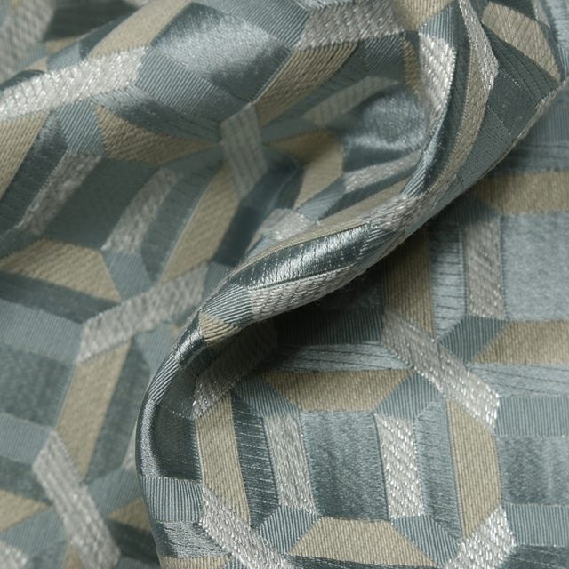 Molly Patterned Fabric, Iced Aqua - Tackler London